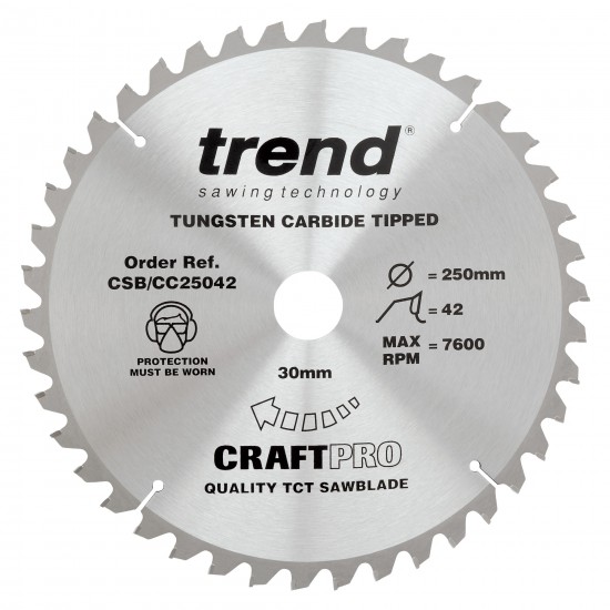 CSB/CC25042 Craft saw blade crosscut 250mm x 42 teeth x 30mm
