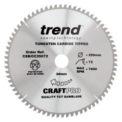 CSB/CC25072 Craft saw blade crosscut 250mm x 72 teeth x 30mm