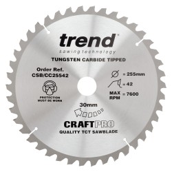 CSB/CC25542 Craft saw blade crosscut 255mm x 42 teeth x 30mm