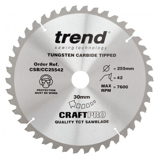 CSB/CC25542 Craft saw blade crosscut 255mm x 42 teeth x 30mm