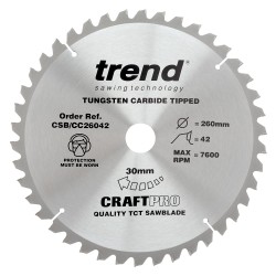 CSB/CC26042 Craft saw blade crosscut 260mm x 42 teeth x 30mm