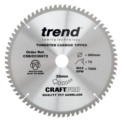CSB/CC26072 Craft saw blade crosscut 260mm x 72 teeth x 30mm
