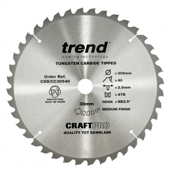 CSB/CC30540 Craft saw blade crosscut 305mm x 40 teeth x 30mm