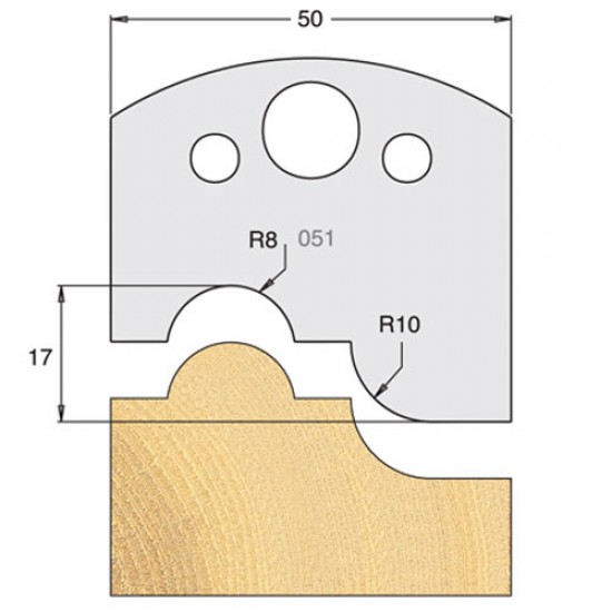 IT/3305150 Knife 50mm tool steel (pair)