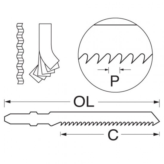 JB/T119B Jigsaw blade 75x2.0mm CV 5 pack