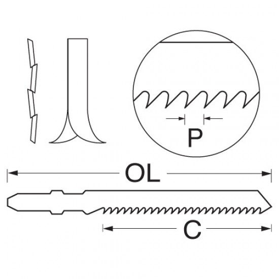 JB/T144D Jigsaw blade 100x4.0mm CV up-cut 5 pack