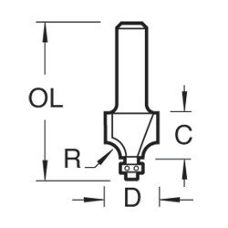 MB/06X1/4TC Mini guided round over radius 2.4mm x 9.5mm