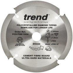 PCD/FSB/1604 Fibreboard sawblade PCD 160mm x 4T x 20mm
