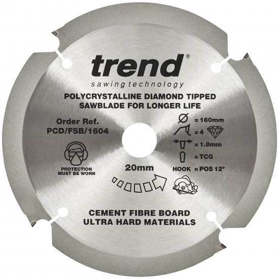 PCD/FSB/1604 Fibreboard sawblade PCD 160mm x 4T x 20mm