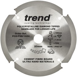PCD/FSB/1654 Fibreboard saw blade PCD 165mm x 4T x 20mm