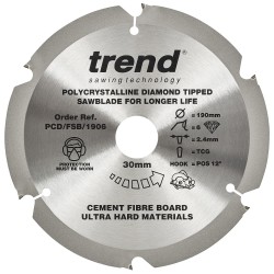 PCD/FSB/1906 Fibreboard sawblade PCD 190mm x 6T x 30mm