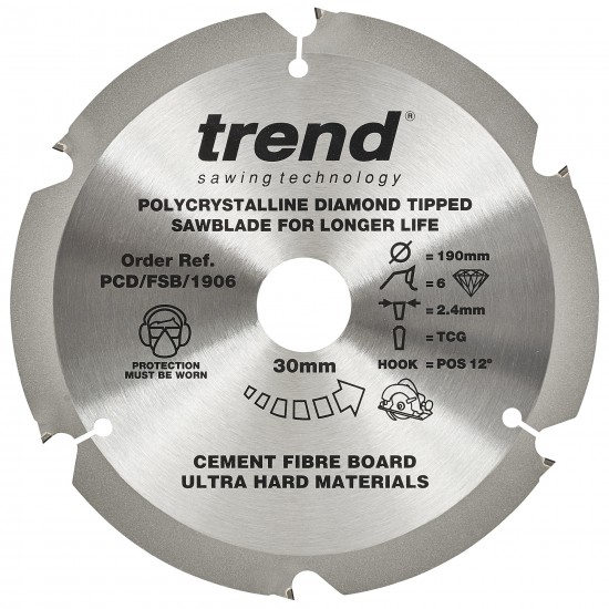 PCD/FSB/1906 Fibreboard sawblade PCD 190mm x 6T x 30mm