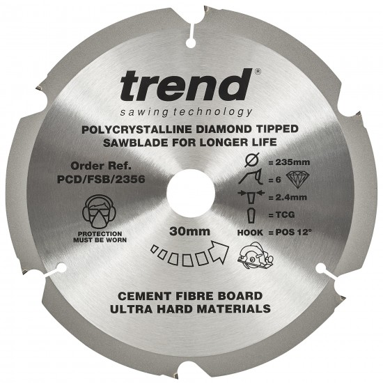 PCD/FSB/2356 Fibreboard sawblade PCD 235mm x 6T x 30mm