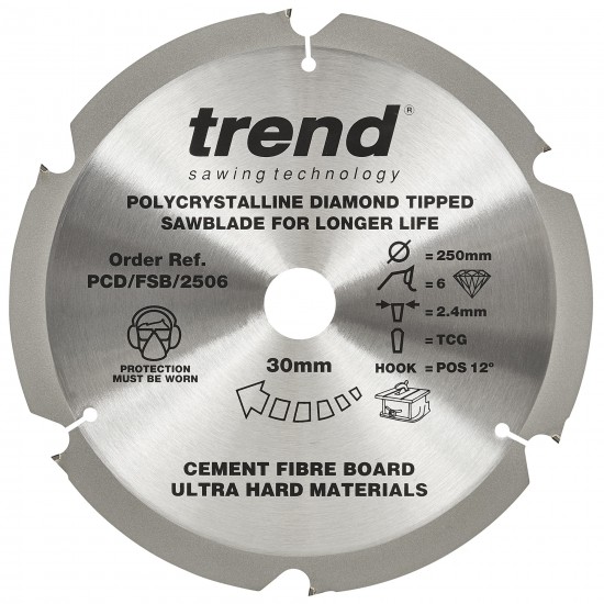 PCD/FSB/2506 Fibreboard sawblade PCD 250mm x 6T x 30mm