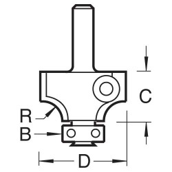 RT/130X1/4TC Rota-Tip guided round over cutter 26mm diameter