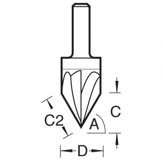 C043CX1/4TC Triple flute engraver angle =60 degrees