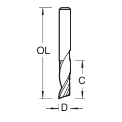 S60/26X1/4STC Plastic single flute upcut spiral 6.3x19mm