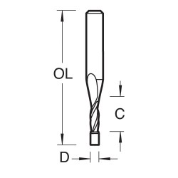 S64/01LHX1/4STC Pin guided spiral 3.2x9.5mm downcut