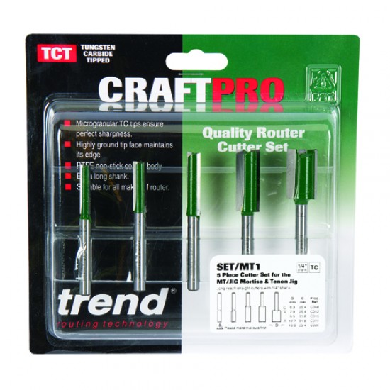 SET/MT1X1/4TC 5 piece MT/JIG cutter set imperial