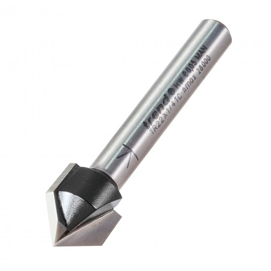 TR22X1/4TC Chamfer V groove cutter angle=45 degrees